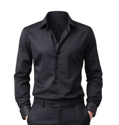Cotton- Satin Blend Black Shirt