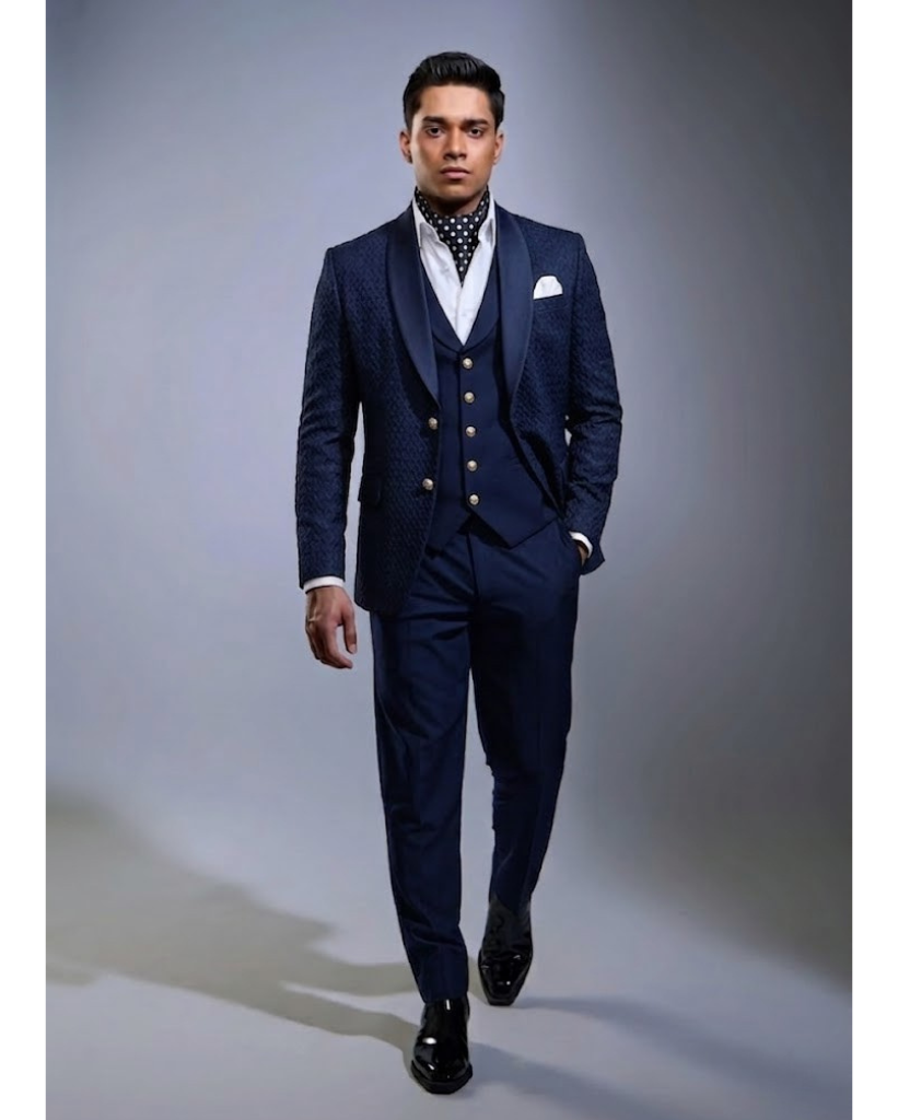 Lofty Luxe LL18 Ripple 3-piece Suit Navy