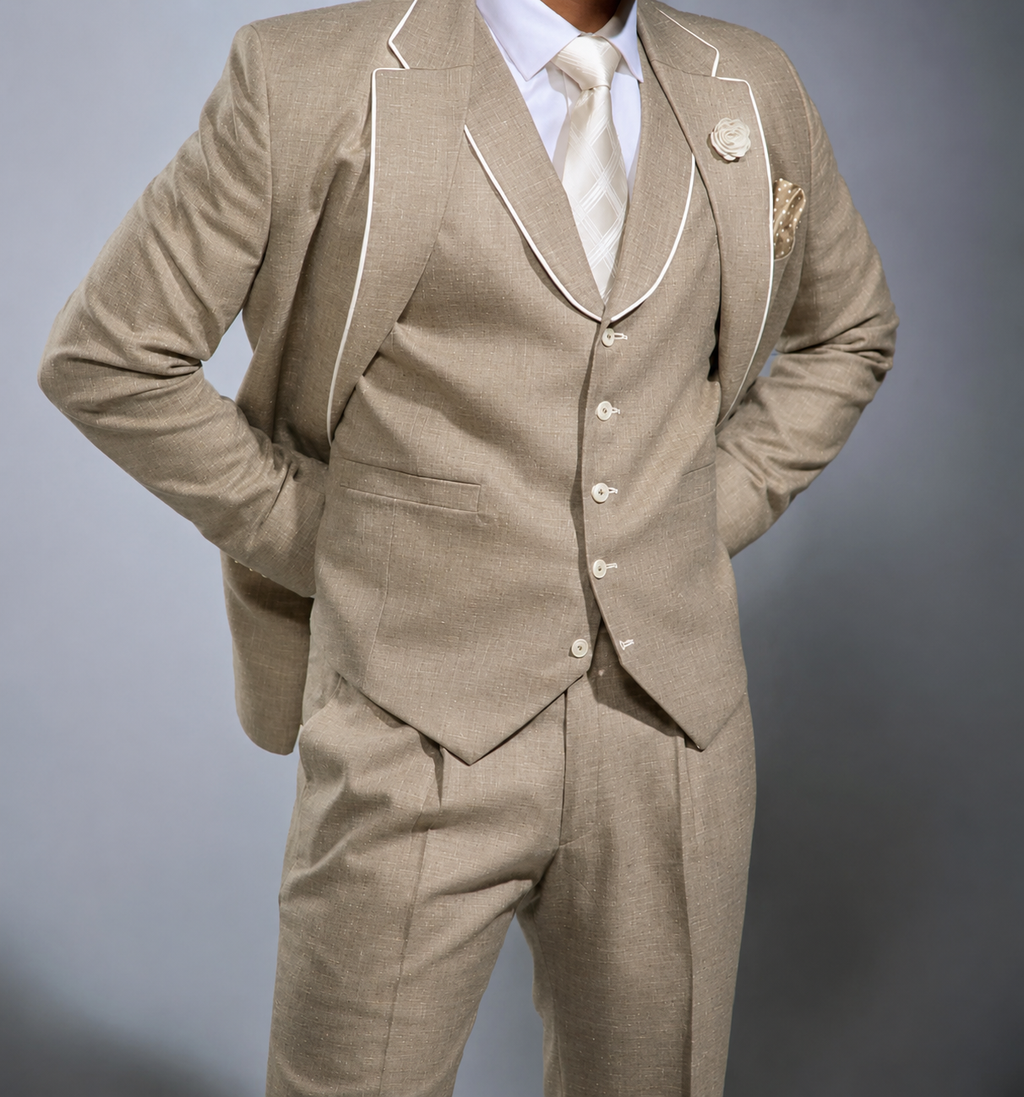 Lofty Luxe LL19 Summer 3-piece Suit Camel