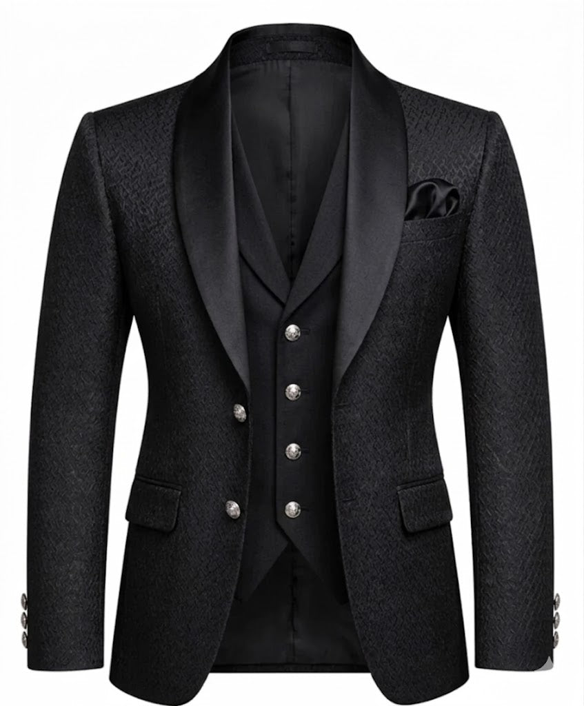 Lofty Luxe LL18 Ripple 3-piece Suit Black