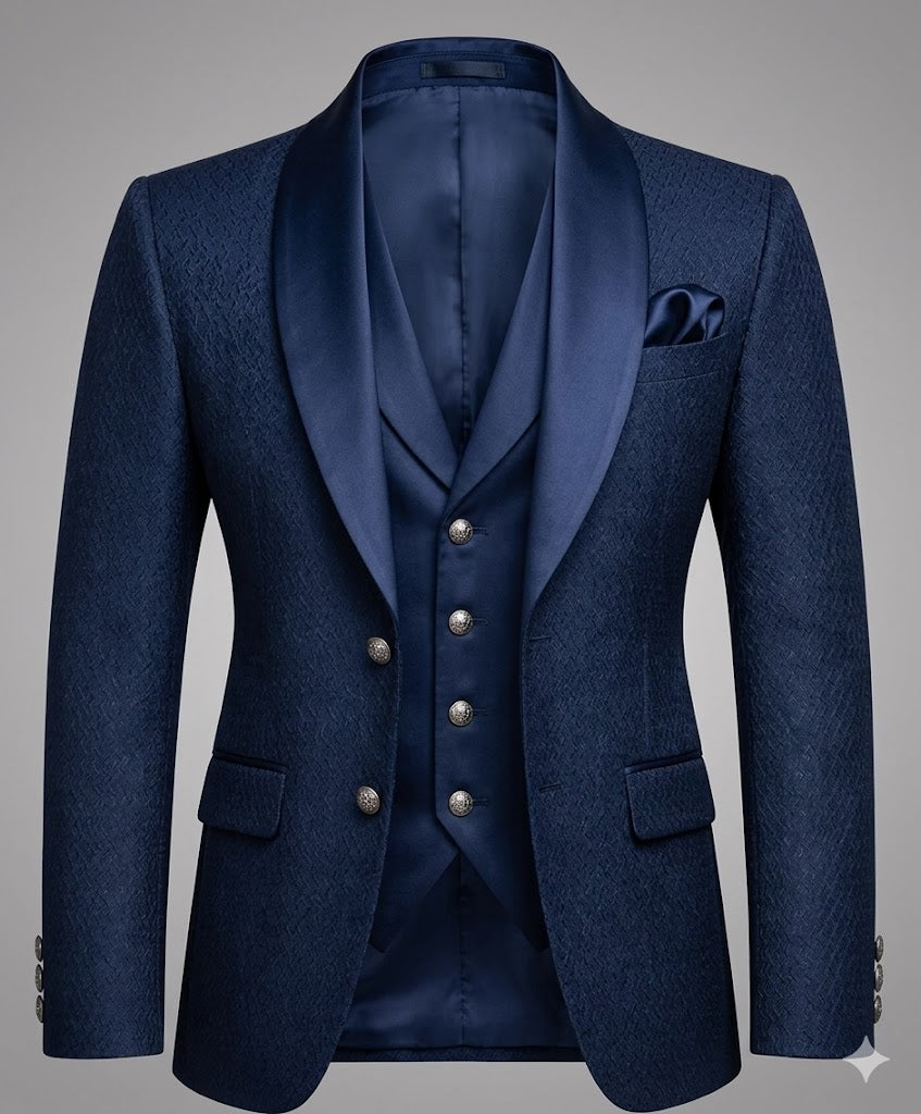 Lofty Luxe LL18 Ripple 3-piece Suit Navy